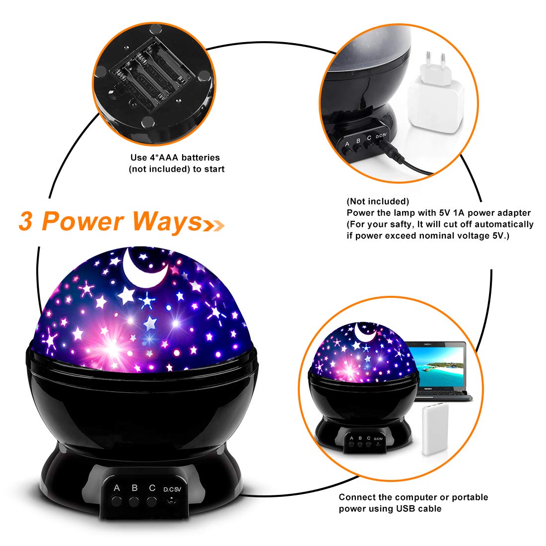 MOKOQI Star Projector night light mode provides gentle glow