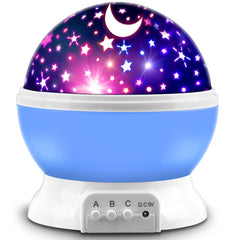MOKOQI star projector on nightstand casts a gentle night light for kids.