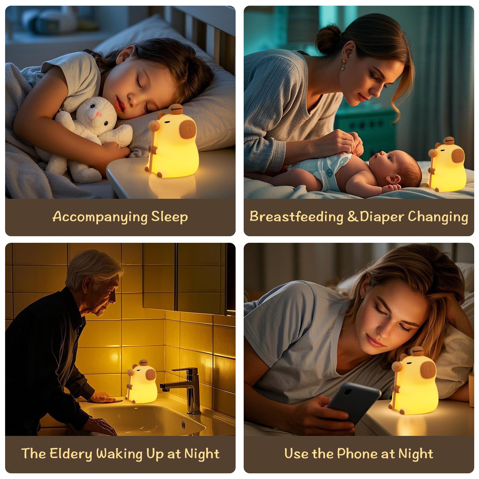 MOKYDUO Capybara Night Light features tap control for quick adjustments
