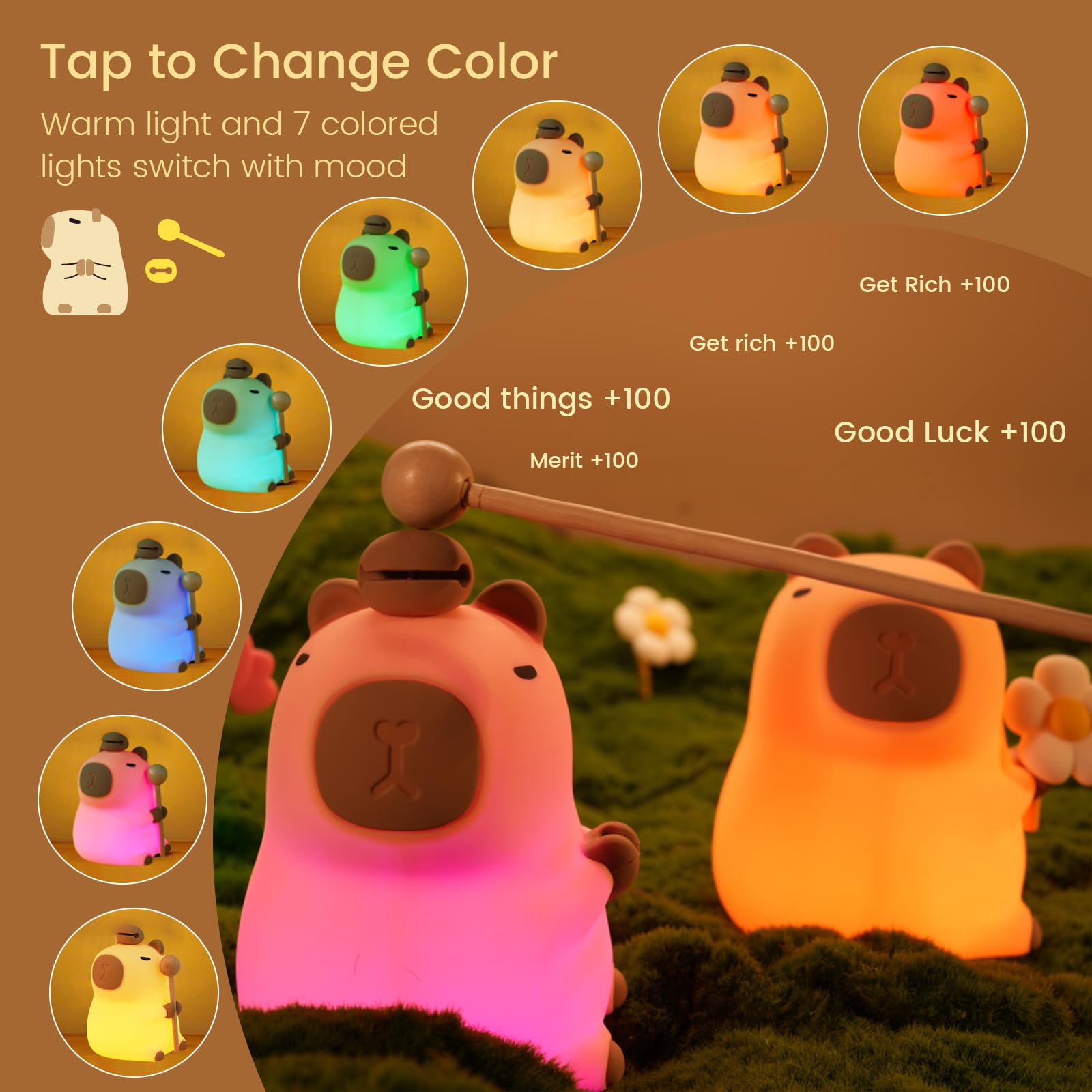 MOKYDUO Capybara Night Light offers two designs for personalized kid companions