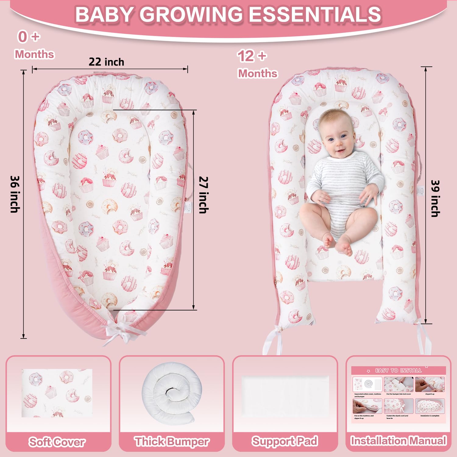 MOLACHI Baby Lounger 3D filling supports gentle, cushioned comfort.