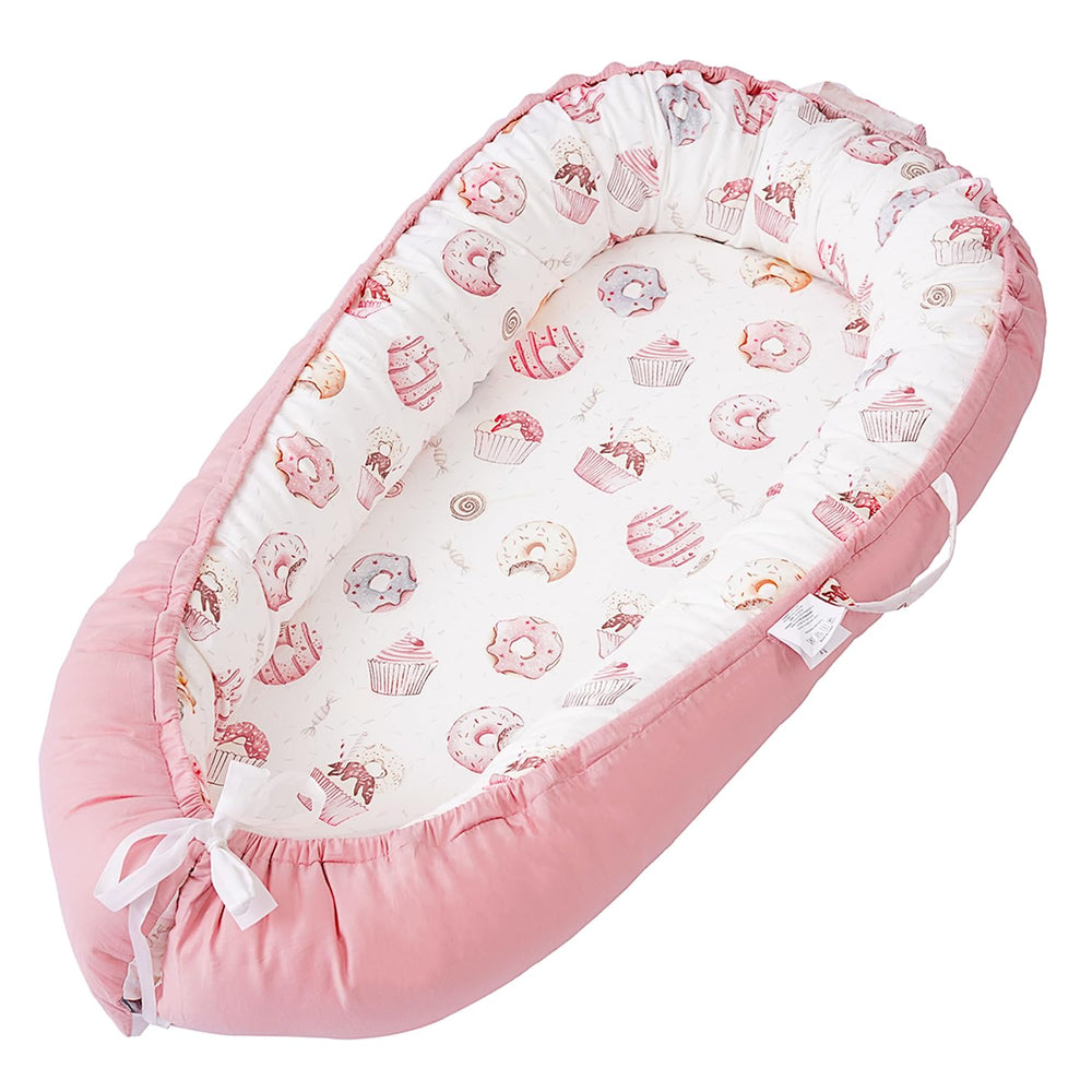 MOLACHI Baby Lounger reversible design in pink for versatile daily use.