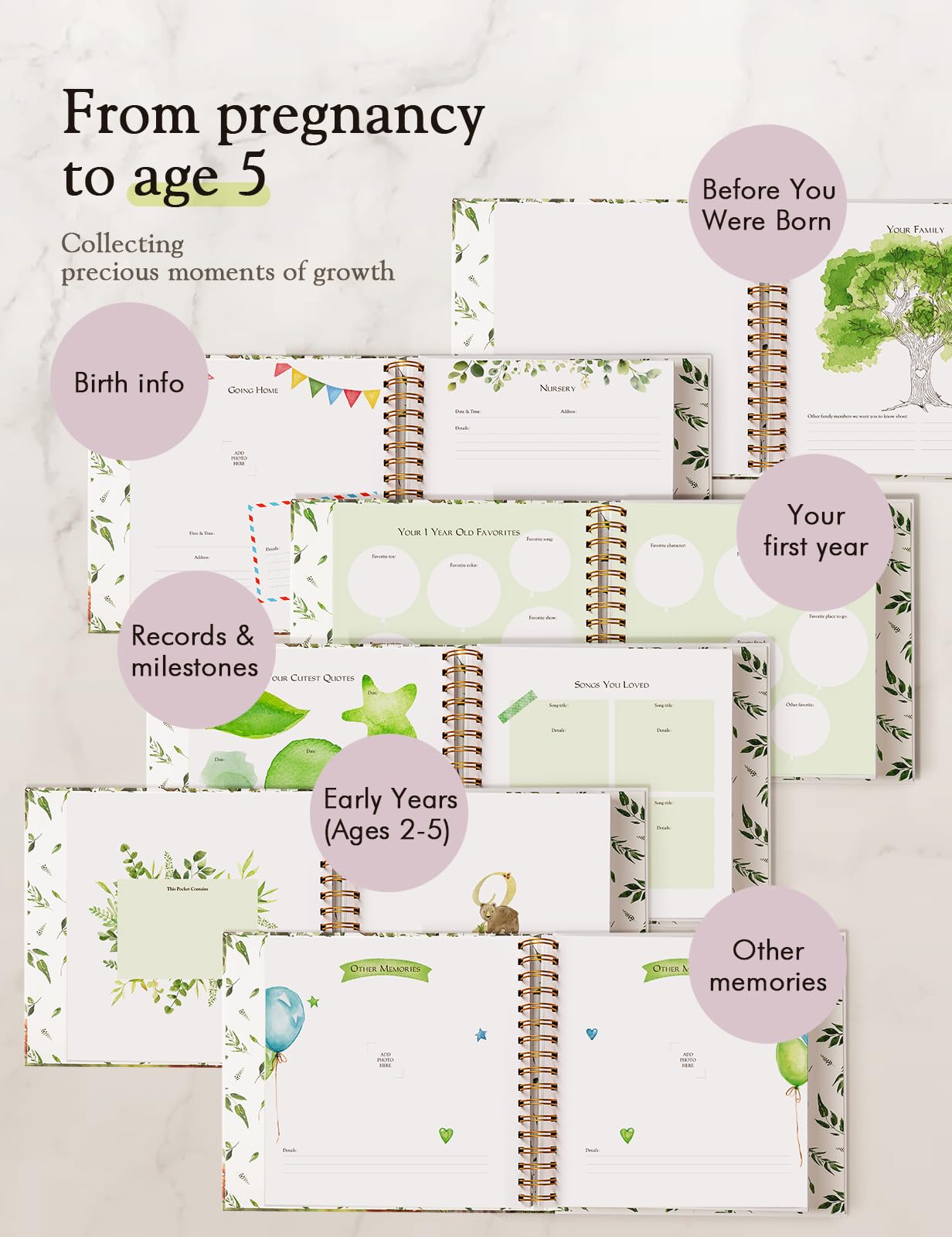 Molekaus Baby Memory Book archival-grade paper preserves memories for decades.