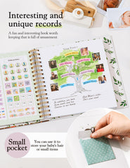 Molekaus Baby Memory Book lay-flat layout enables comfortable writing and easy reading.