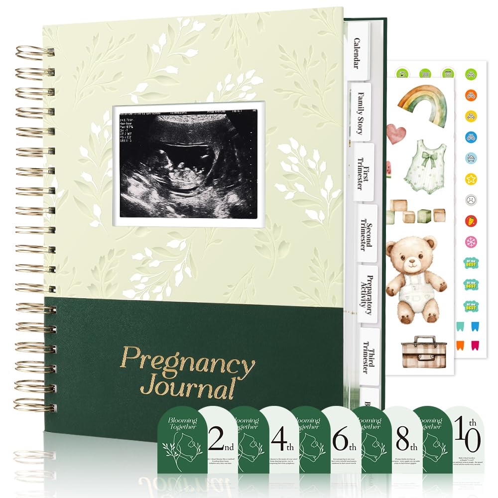 Molekaus pregnancy journal cover: elegant neutral leather finish for keepsake moments.