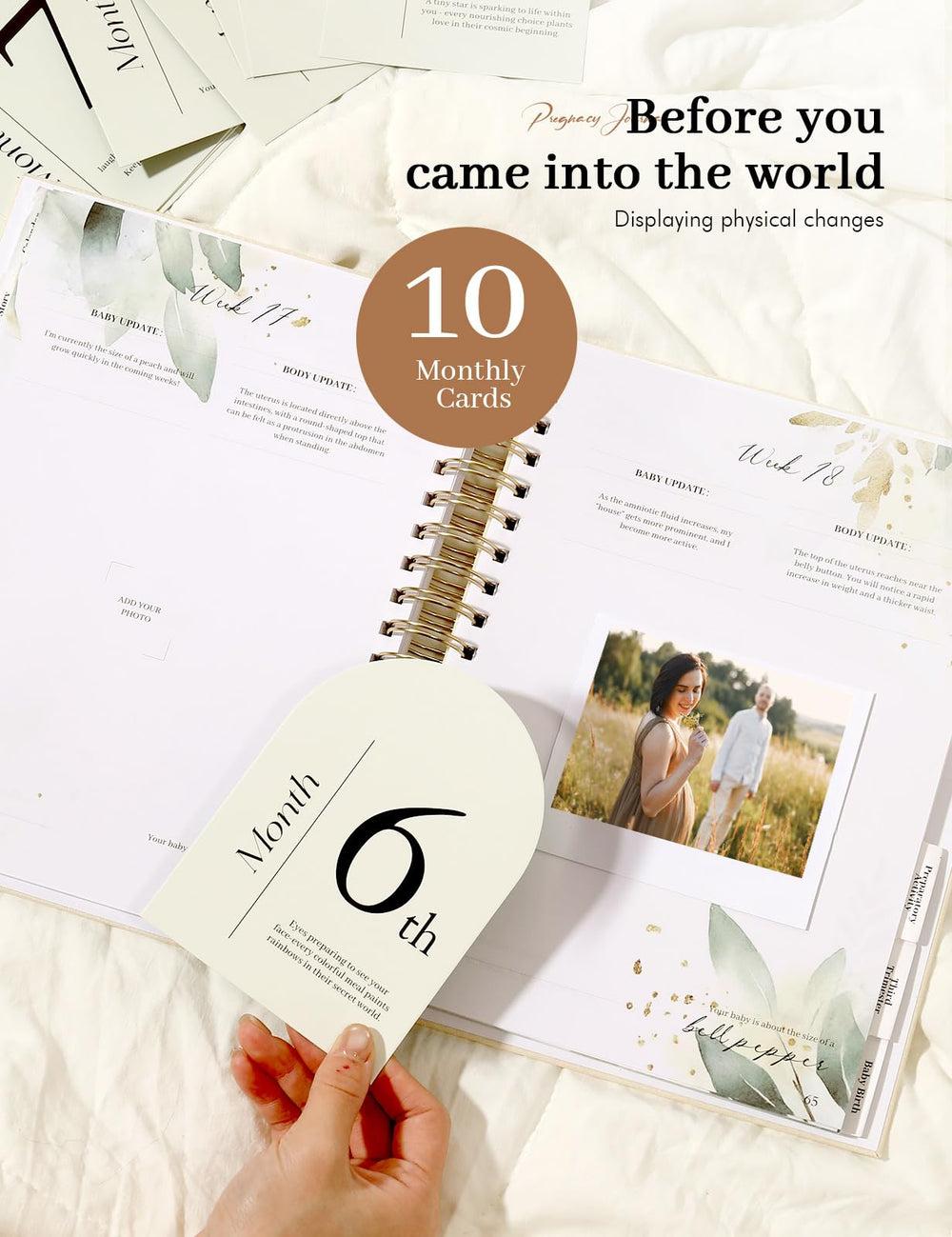 Molekaus Pregnancy Journal inside with watercolor designs to capture memories beautifully.