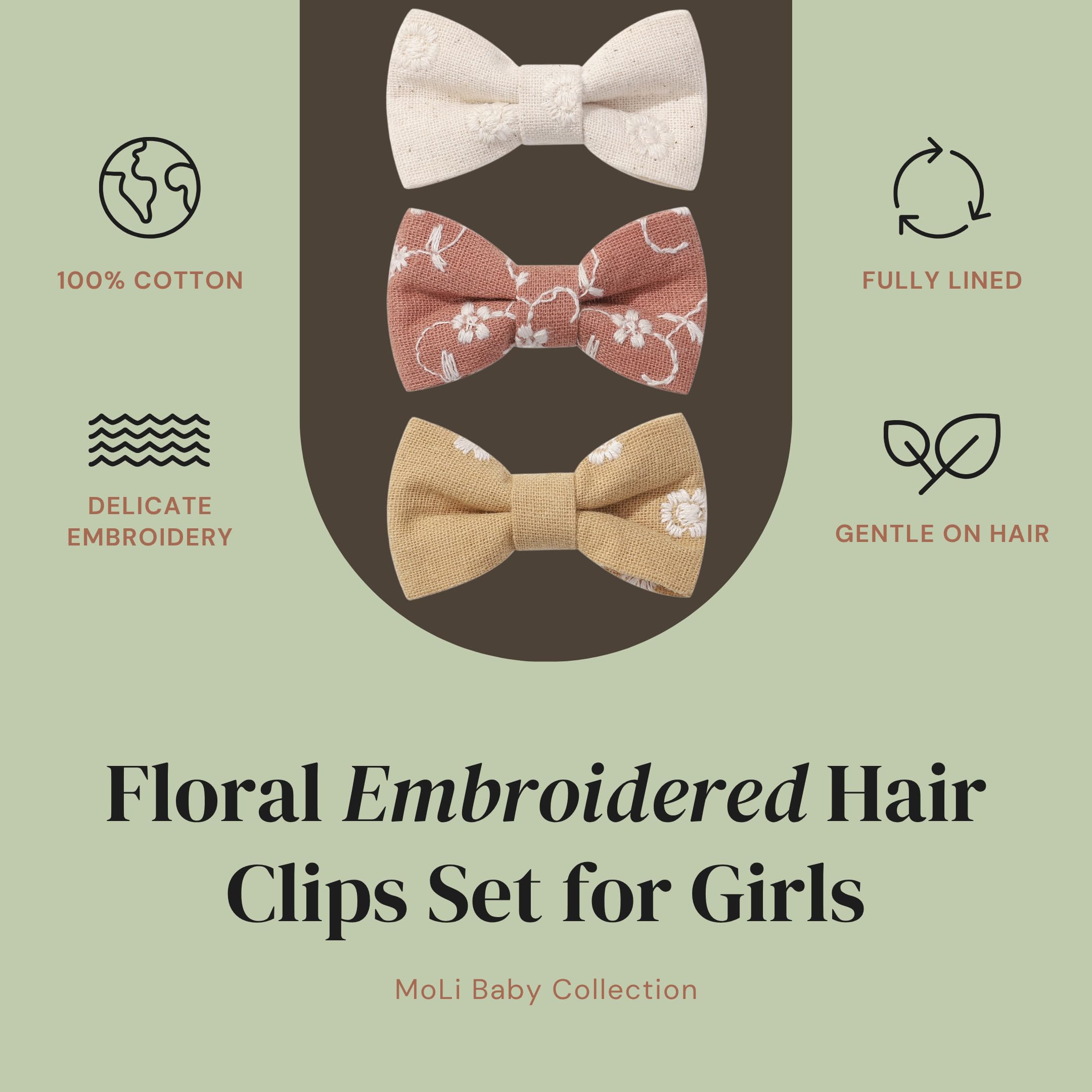 MoLi Baby Collection dusty rose bow adds gentle color to baby looks.