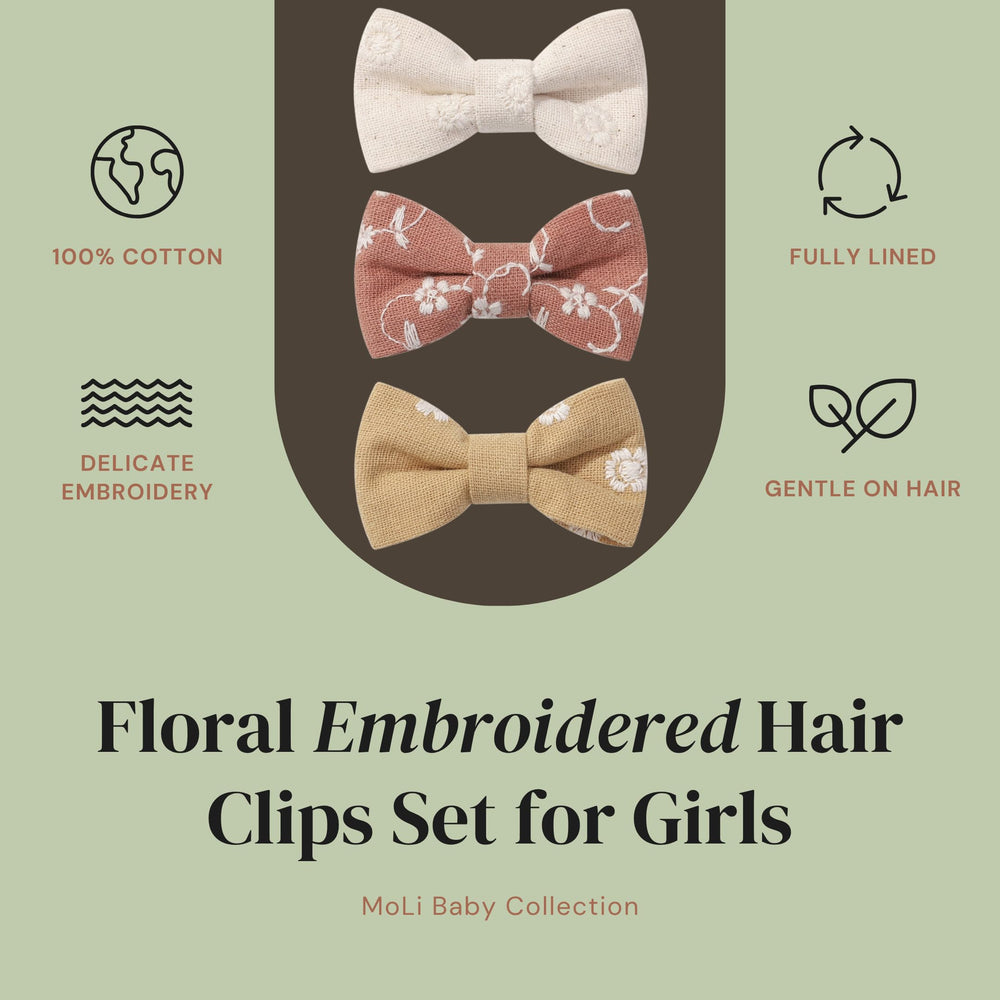 MoLi Baby Collection dusty rose bow adds gentle color to baby looks.