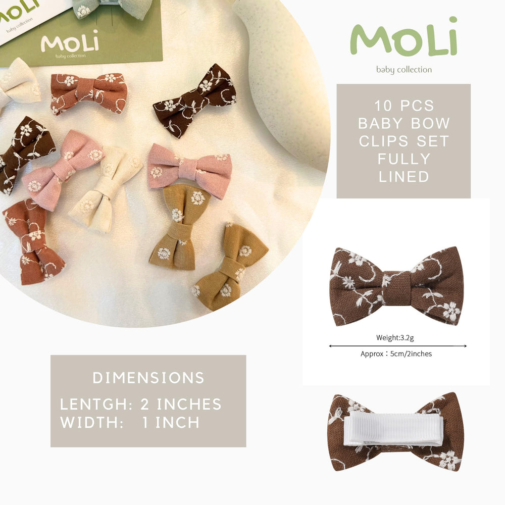 MoLi Baby Collection earth-tone palette bows coordinate with outfits for a charming seasonal look.