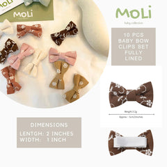 MoLi Baby Collection earth-tone palette bows coordinate with outfits for a charming seasonal look.