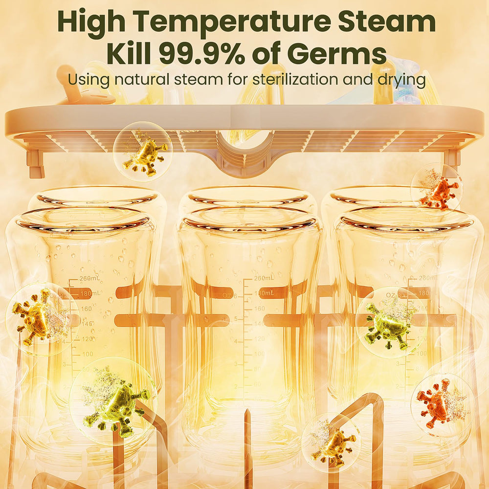MOLWAY Upgraded bottle washer with dual-layer capacity demonstrating 6 bottles at once.