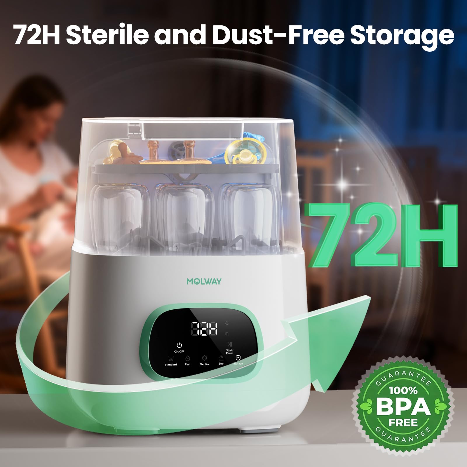 MOLWAY Upgraded bottle washer dimensions enable compact placement in small kitchens.