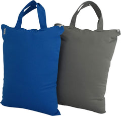 MOM & BAB wet bag blue-gray front view showing large travel diaper storage