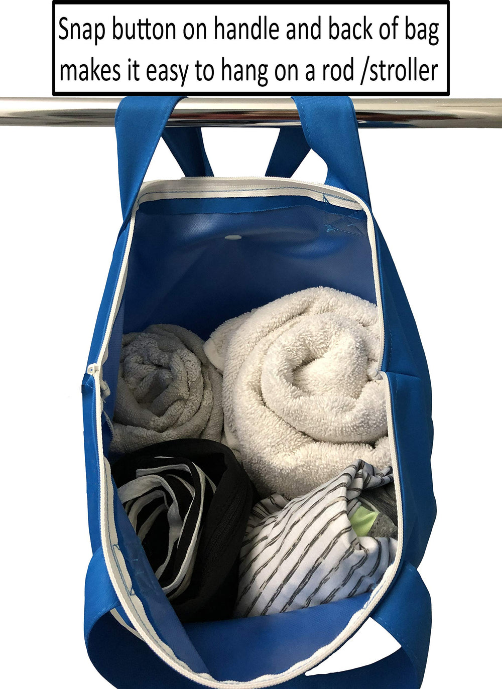 MOM & BAB wet bag folded and snapped for compact packing