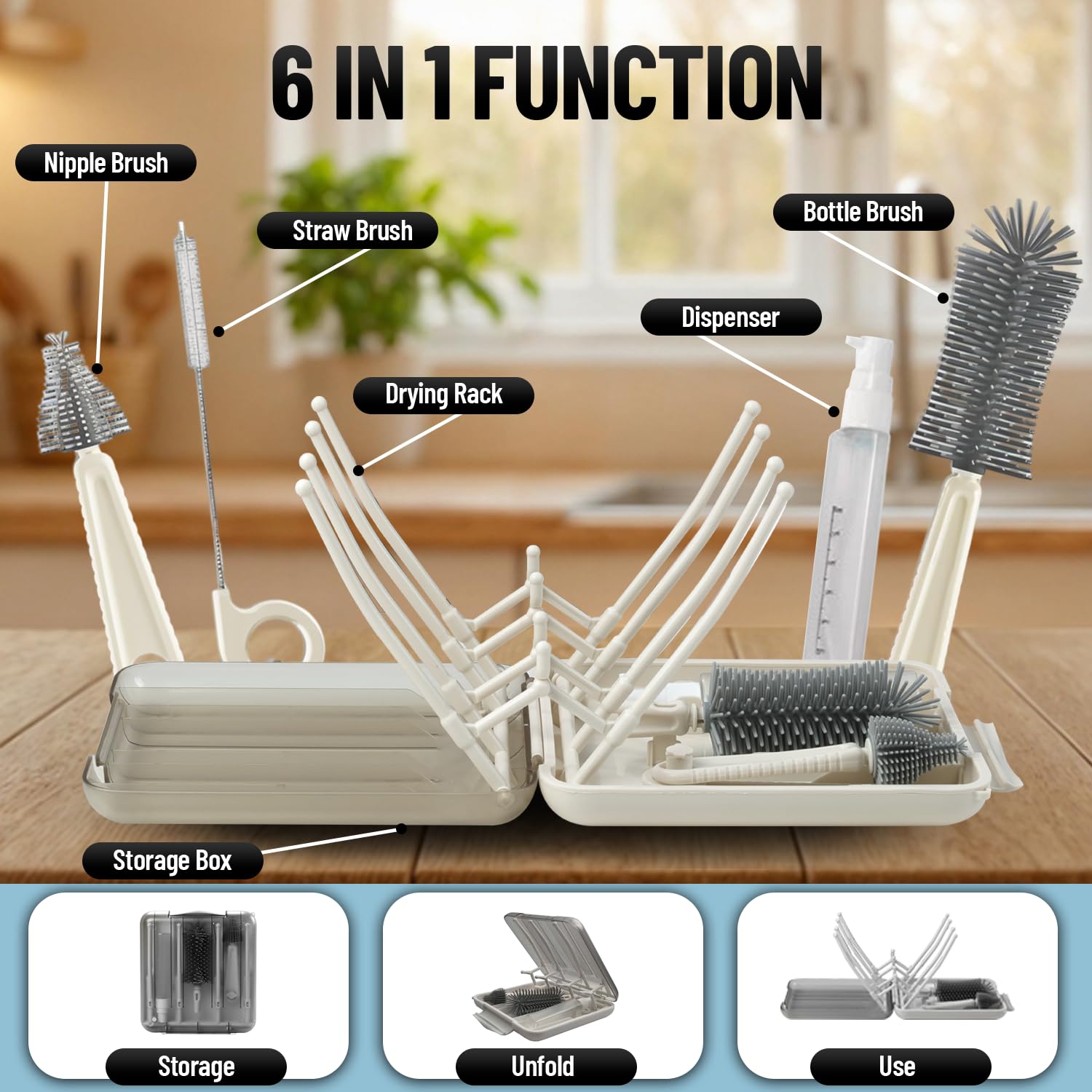 Mombasics straw brush helps reach flexible drinking straws