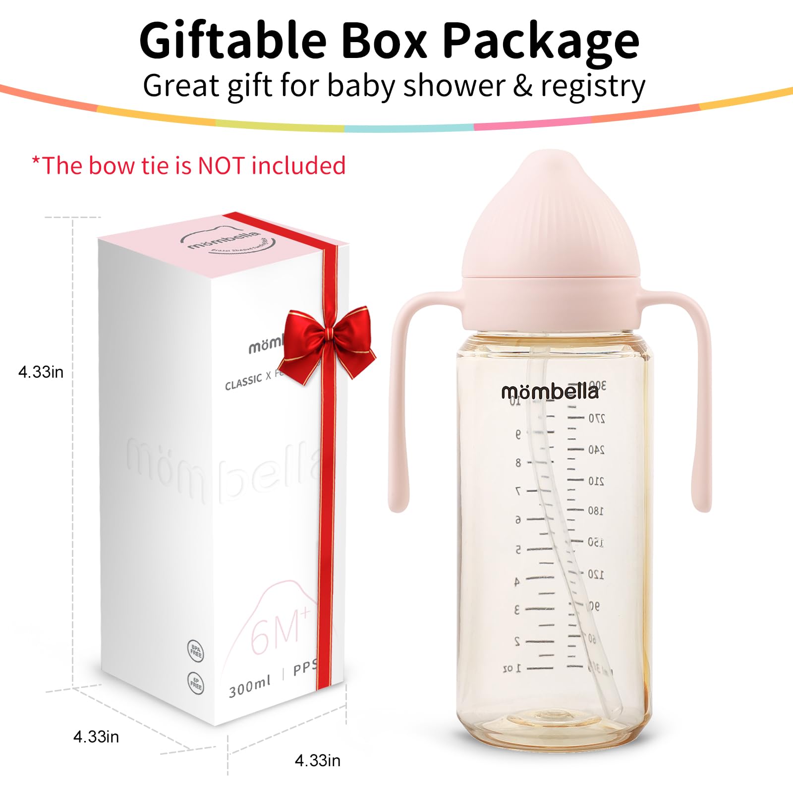 Mombella Classic 10oz pink bottle blends grip with style