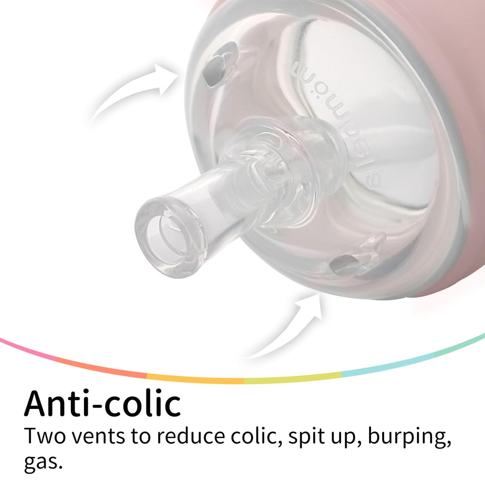 Mombella Classic straw cup transition shows soft straw for comfortable sipping