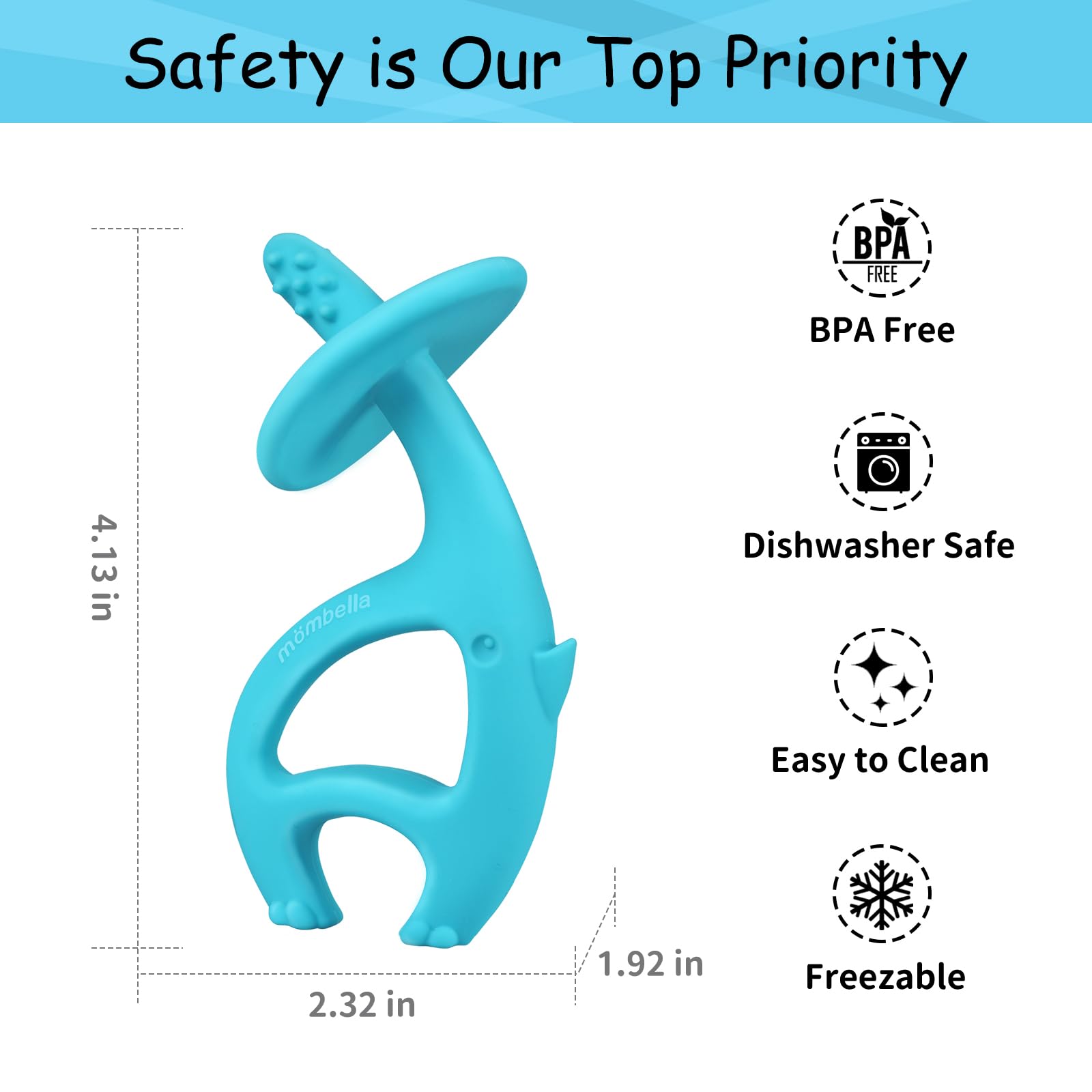 Mombella Elephant Teether dishwasher-safe for quick cleaning
