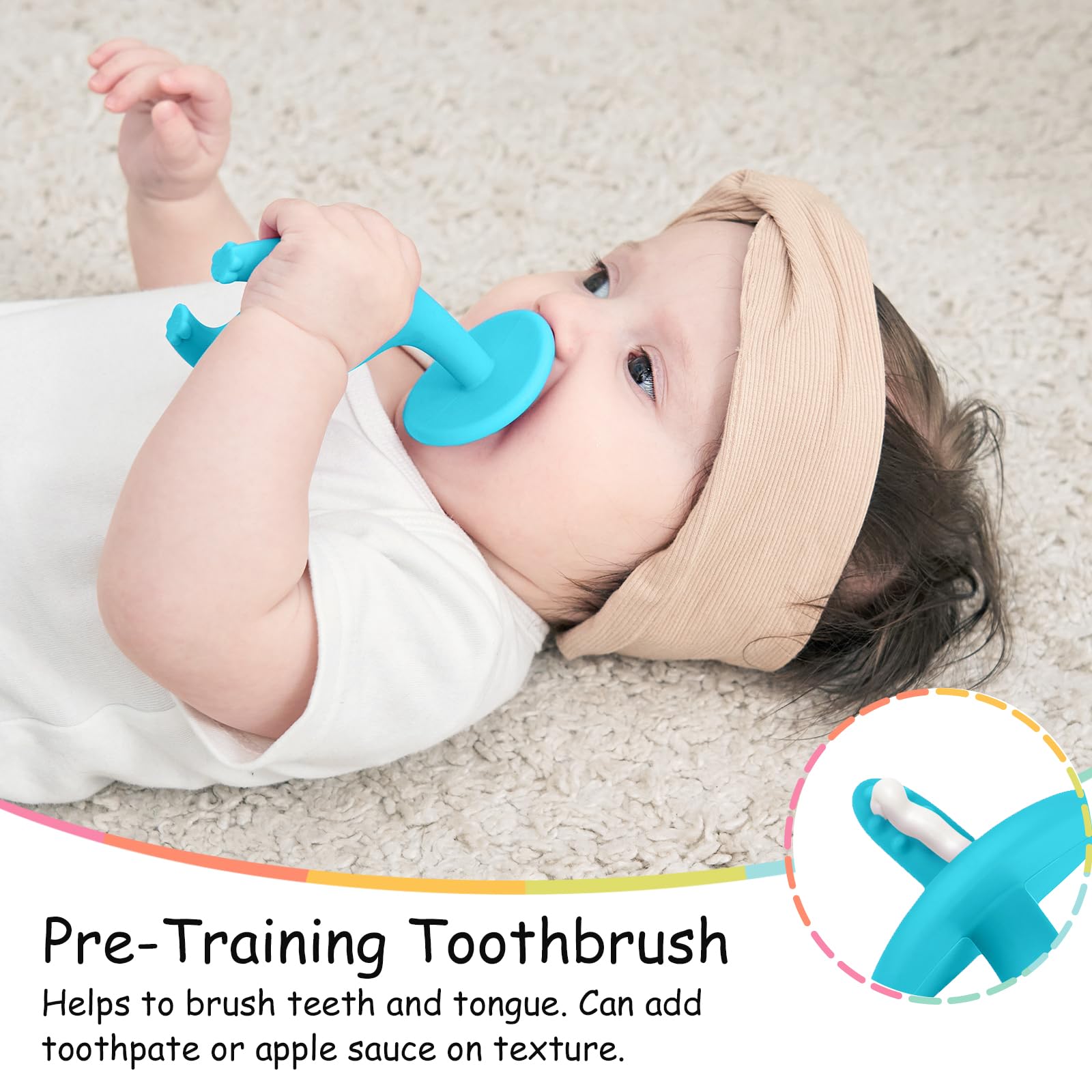 Mombella Elephant Teether in hand shows easy grip for babies