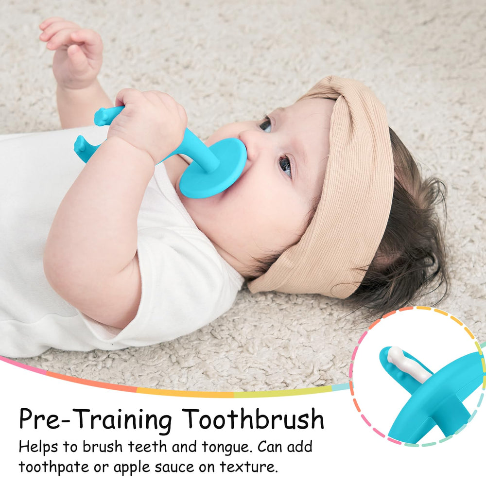 Mombella Elephant Teether in hand shows easy grip for babies