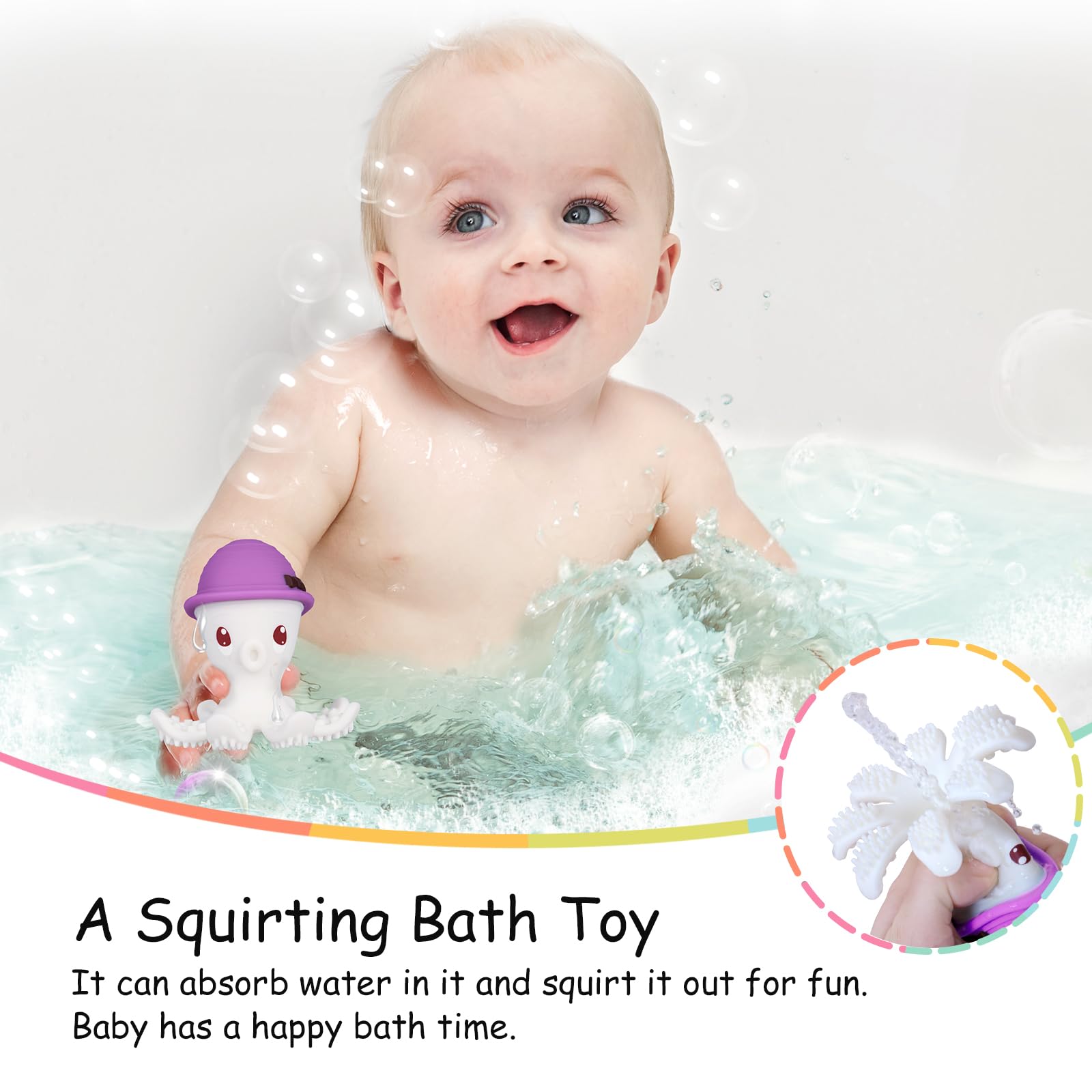 Mombella Octopus teether folds into a ball for easy storage.