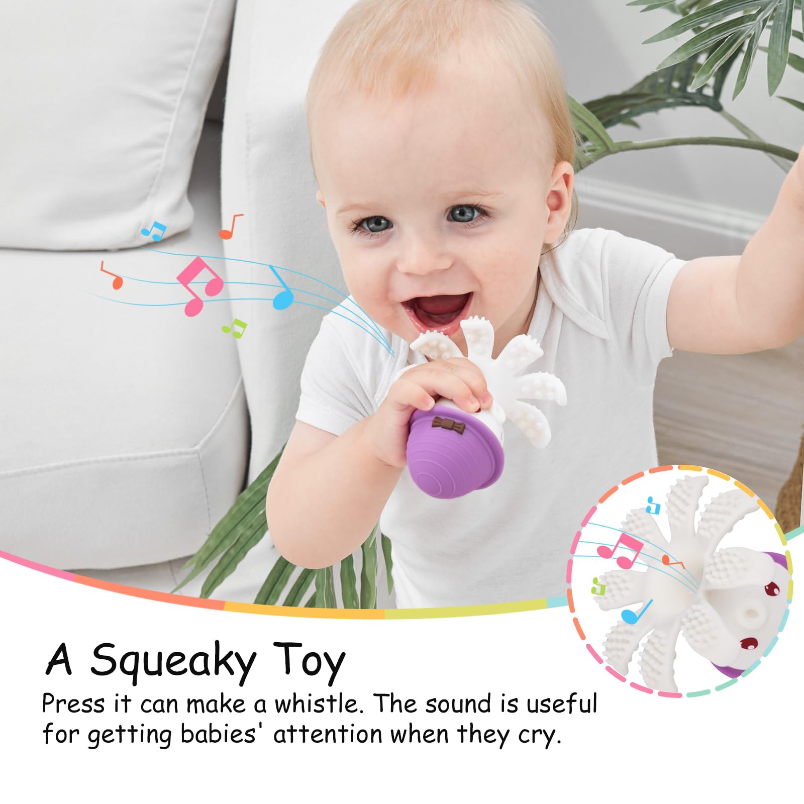 Mombella Octopus teether is freezer-safe for cooling sore gums.