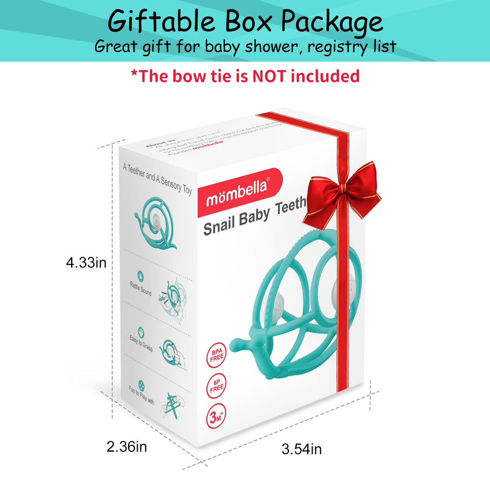 Mombella snail teether baby-grasping during playtime and fuss relief.