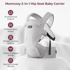 Momcozy 2-in-1 forward-facing carry enables curious baby exploration.