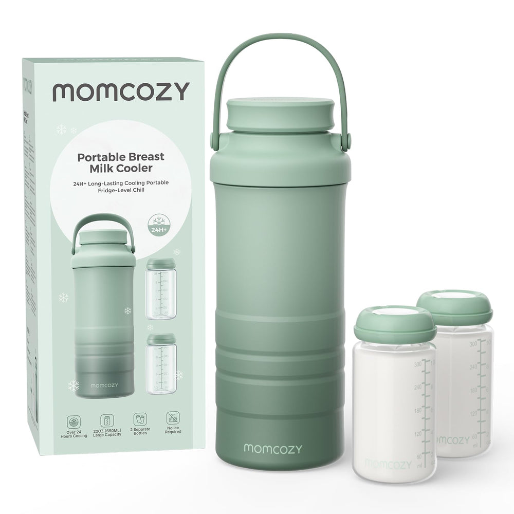 Momcozy 22oz cooler outdoor bundle keeps breastmilk cold during adventures.
