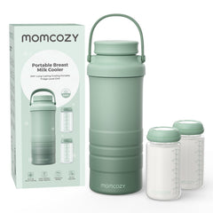 Momcozy 22oz cooler outdoor bundle keeps breastmilk cold during adventures.