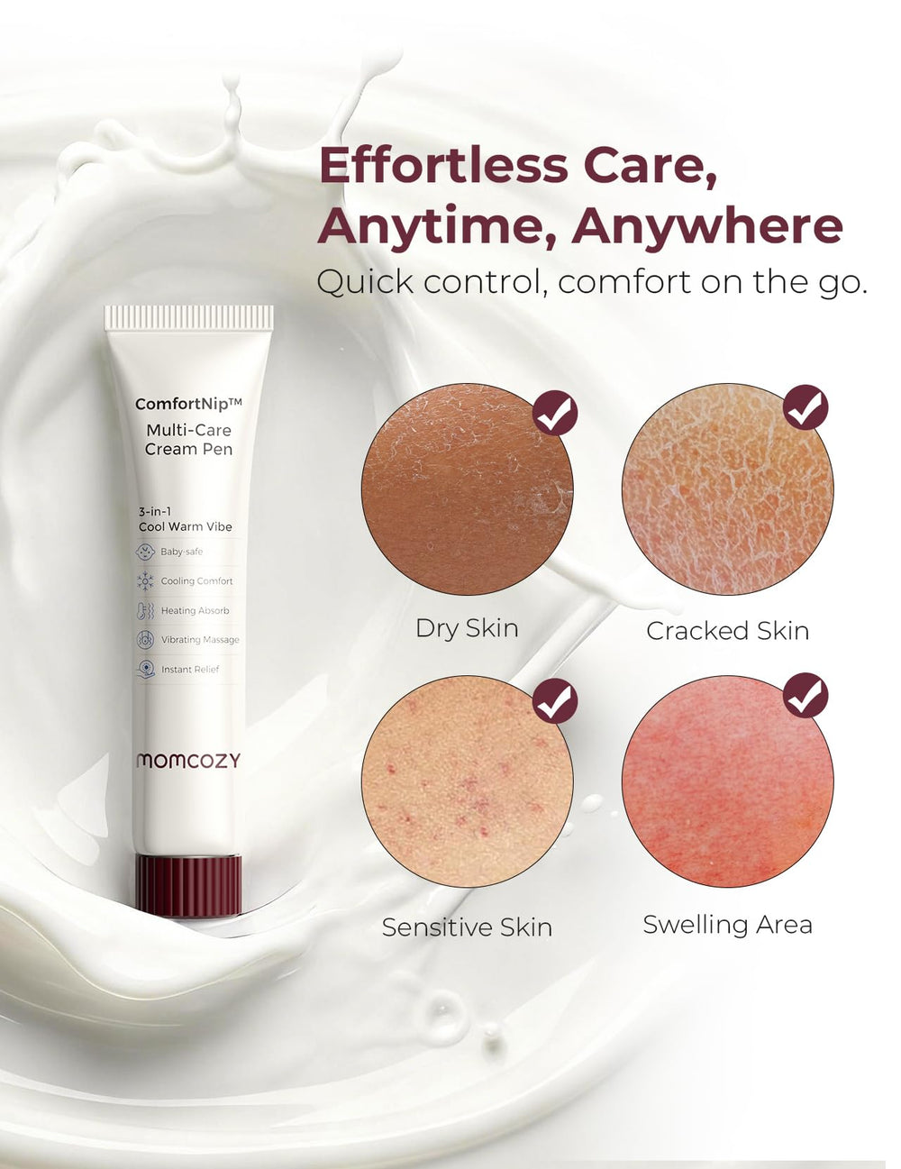 Momcozy ComfortNip 3-in-1 pen refill in use for comfort.
