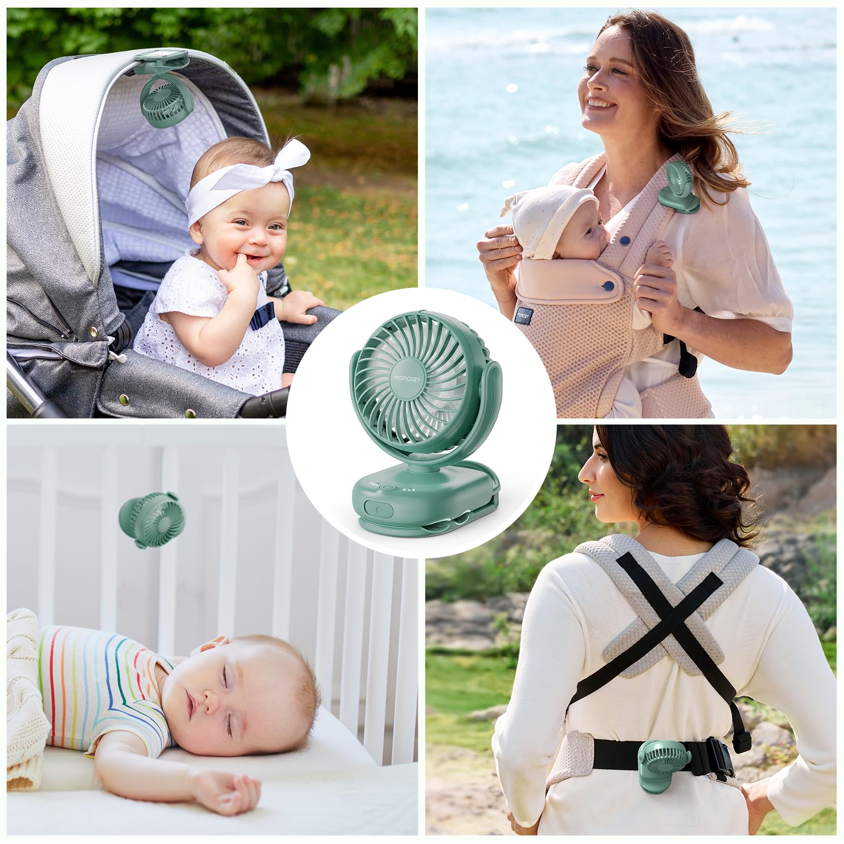Momcozy 4-speed fan lets you tailor breeze strength for different moments.