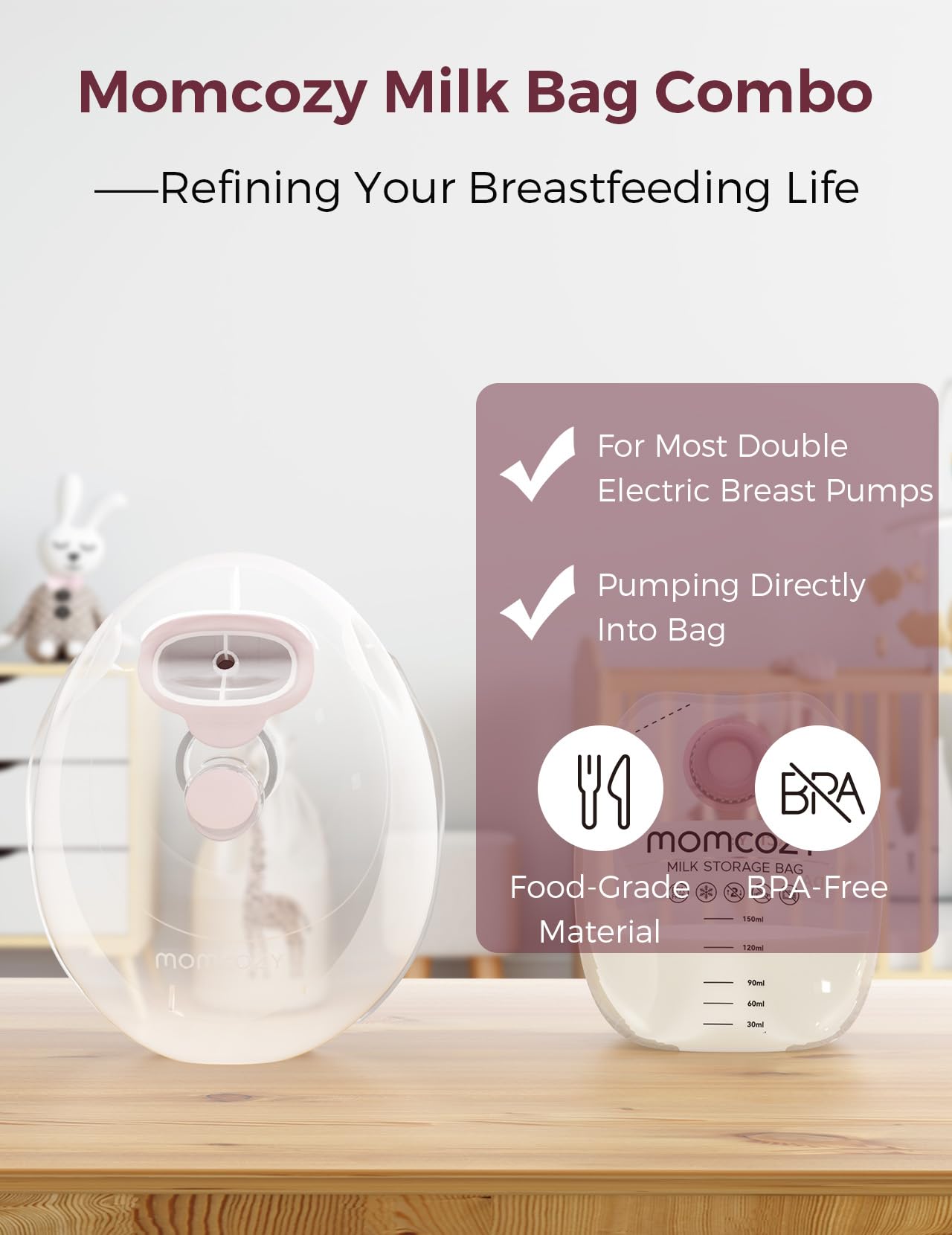 Momcozy 5oz milk bags designed to prevent leaks during transit