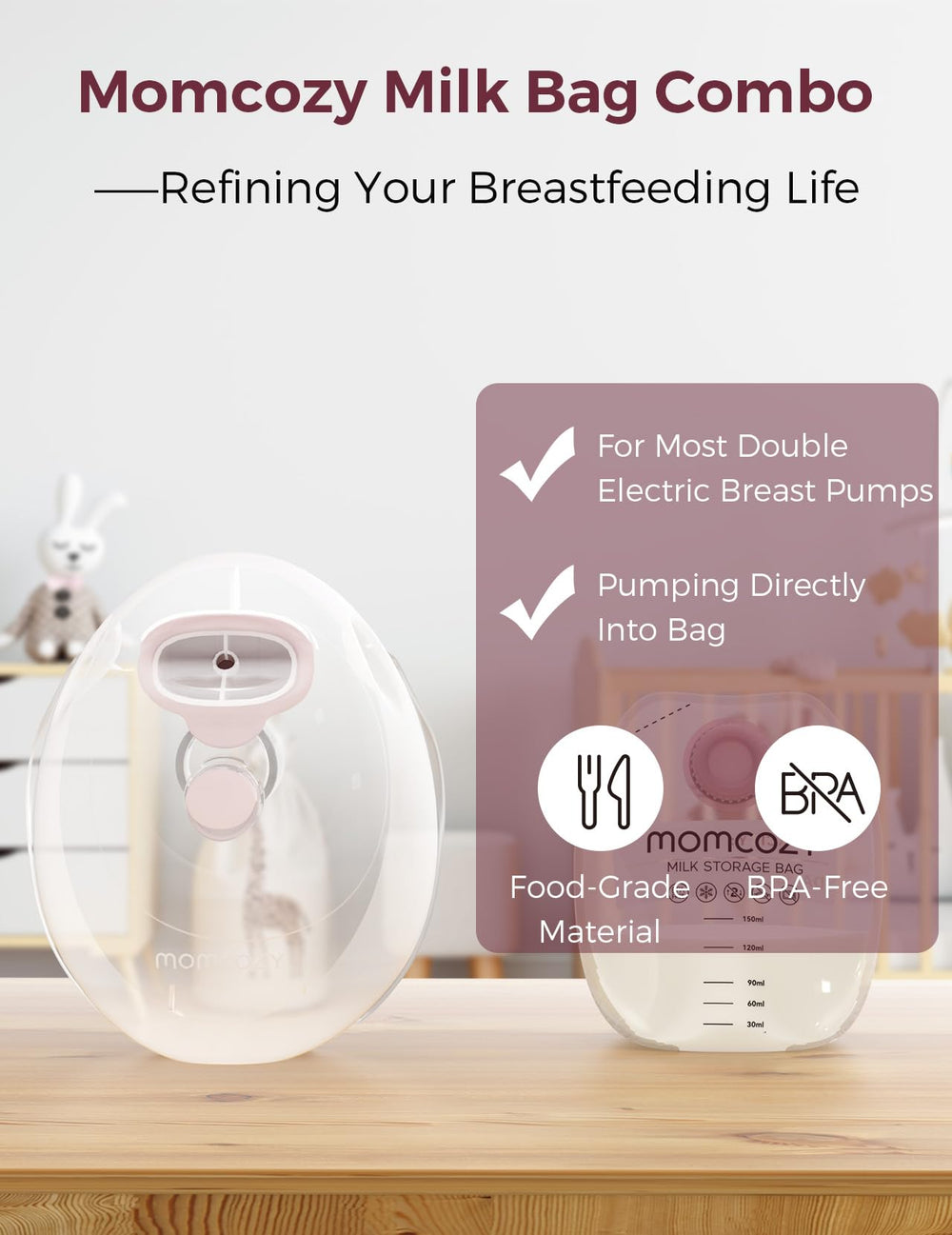 Momcozy 5oz milk bags designed to prevent leaks during transit