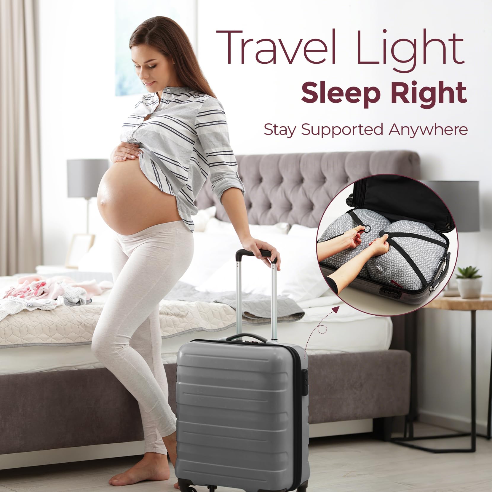 Premium 7D polyester fill provides cushioned, lasting support in Momcozy pillow