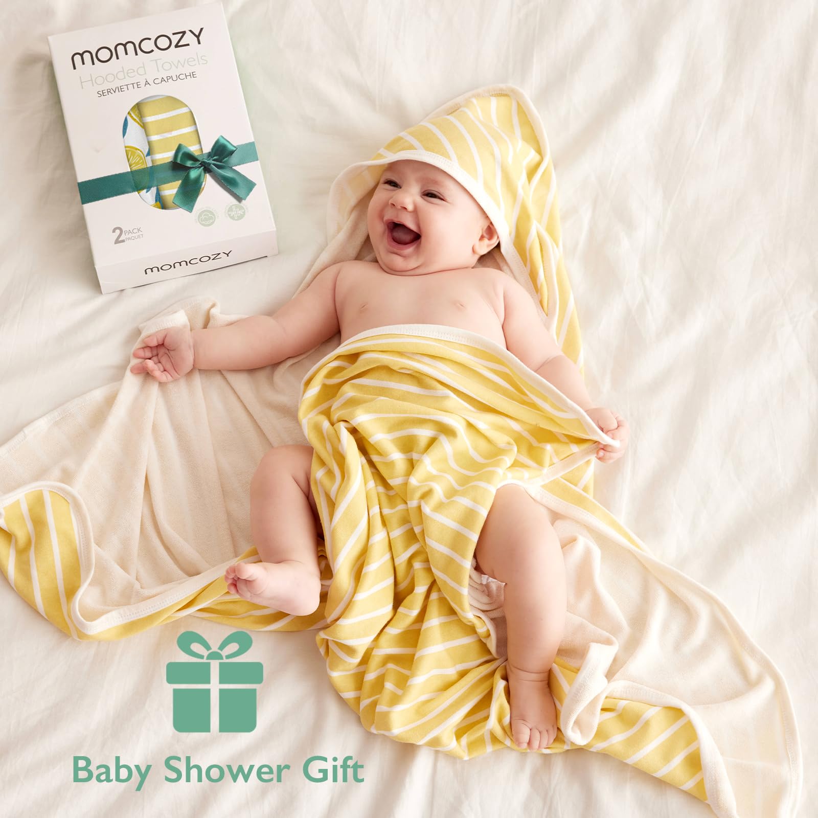 Momcozy absorbent baby towel fast-drying feature for quick moisture lift.