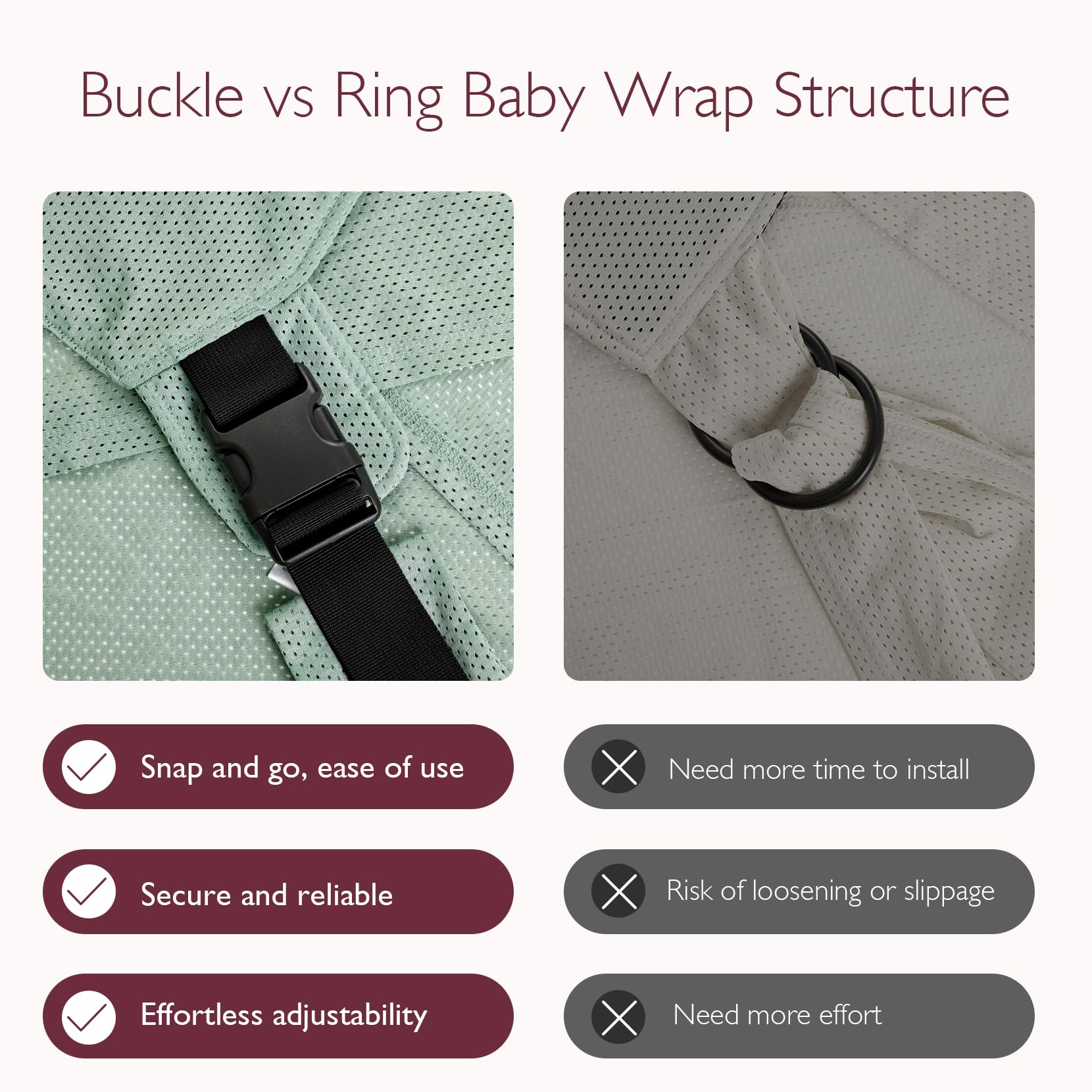 Momcozy adjustable buckle demonstrates easy-on wear for busy parents.