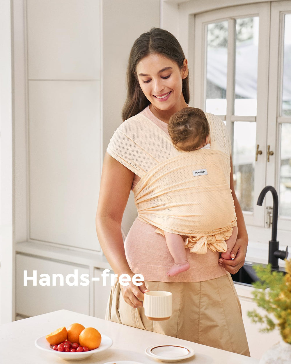 Momcozy AirMesh baby in M-position supports ergonomic leg positioning for growth.