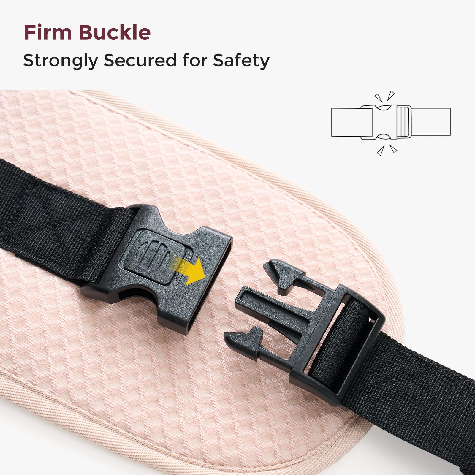 Airmesh pink fabric closeup shows breathable comfort during long strolls.