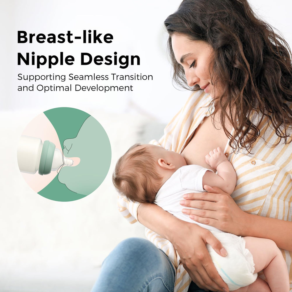 Momcozy anti-colic vent nipple helps reduce air intake for calmer feeding sessions.