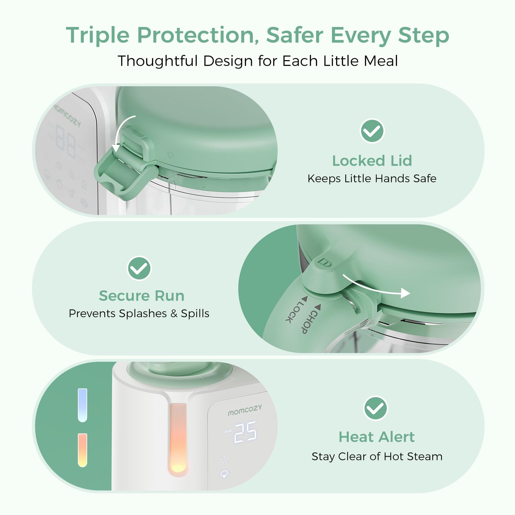 Momcozy AutoMeal batch cooking capability saves time for busy parents.