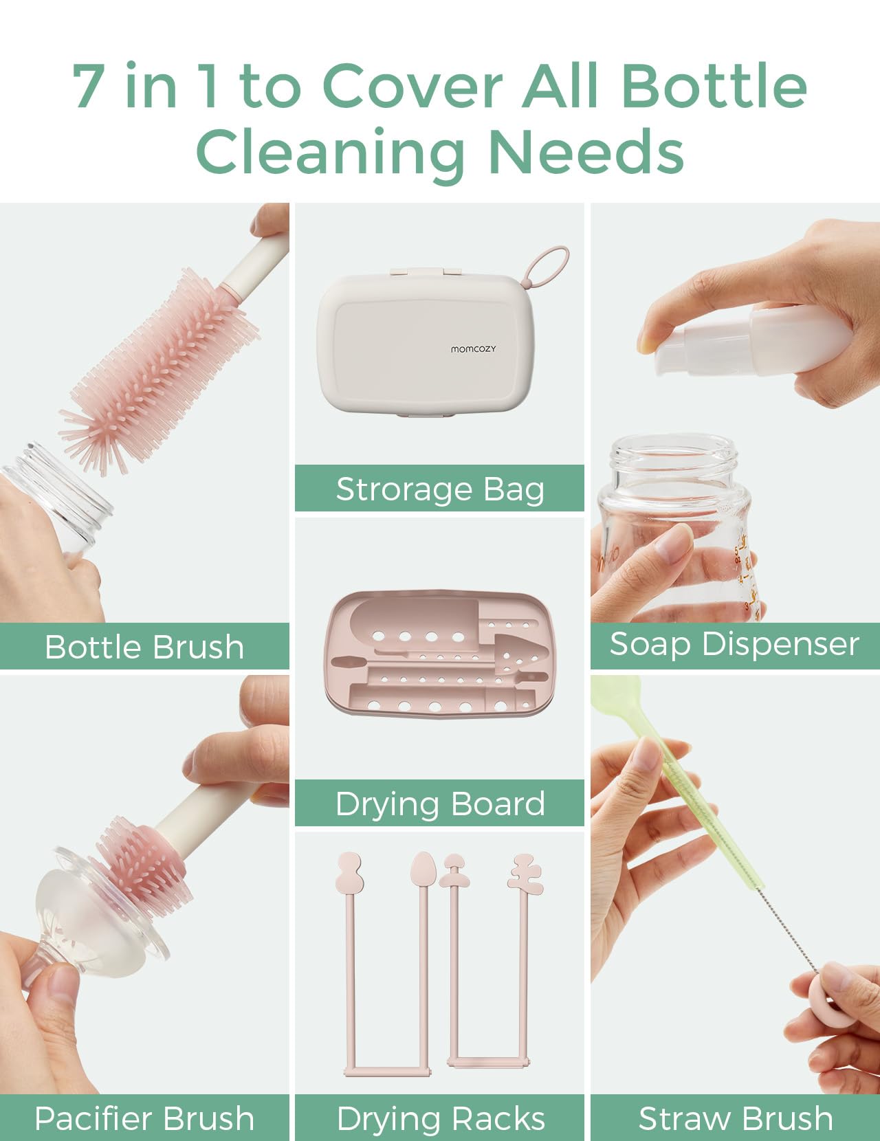 Momcozy storage box keeps the 7-in-1 kit tidy and portable.