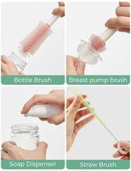 Momcozy straw cleaner brush cleans narrow passages for straws and cups.