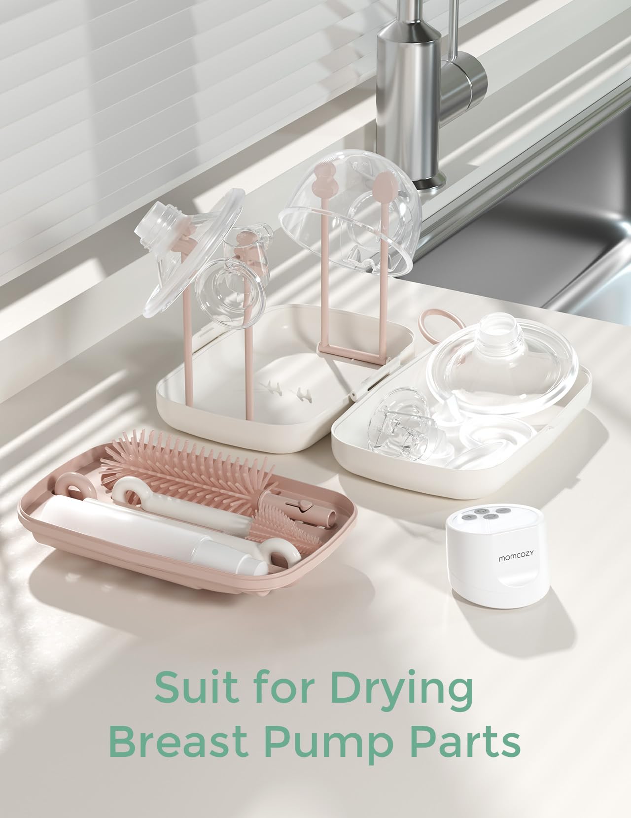 Momcozy baby bottle brush set travel bag keeps it ready for home or on the go.