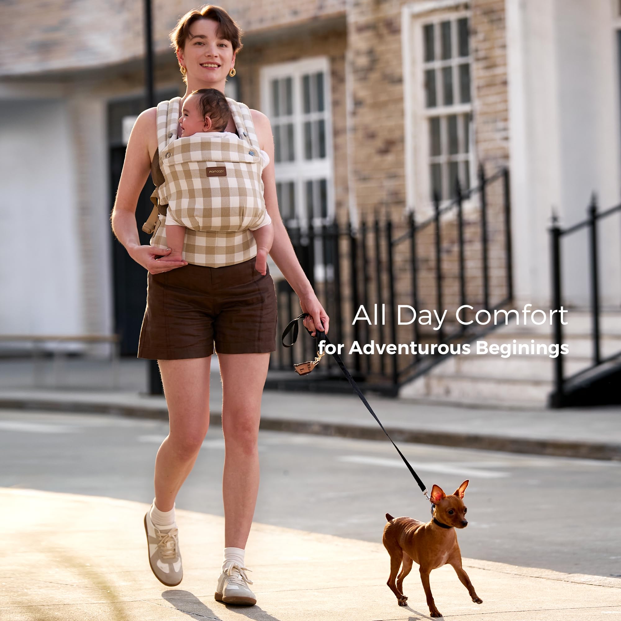 Momcozy baby carrier 7.7-44 lbs compatibility supports growing child and ergonomic carry