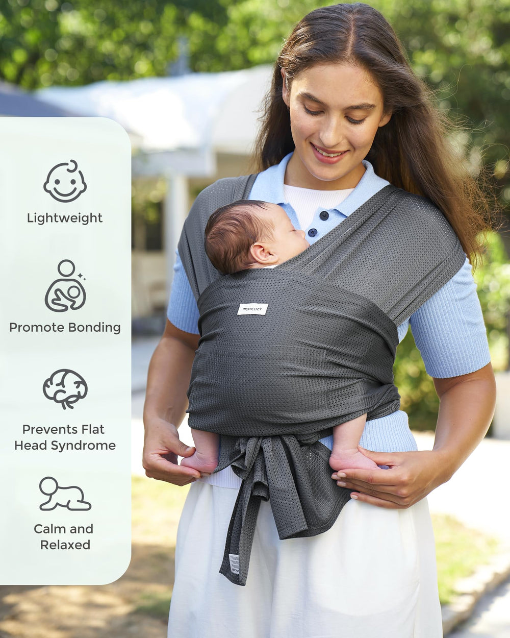 Momcozy Baby Carrier AirMesh lightweight-fit for all-day wear.