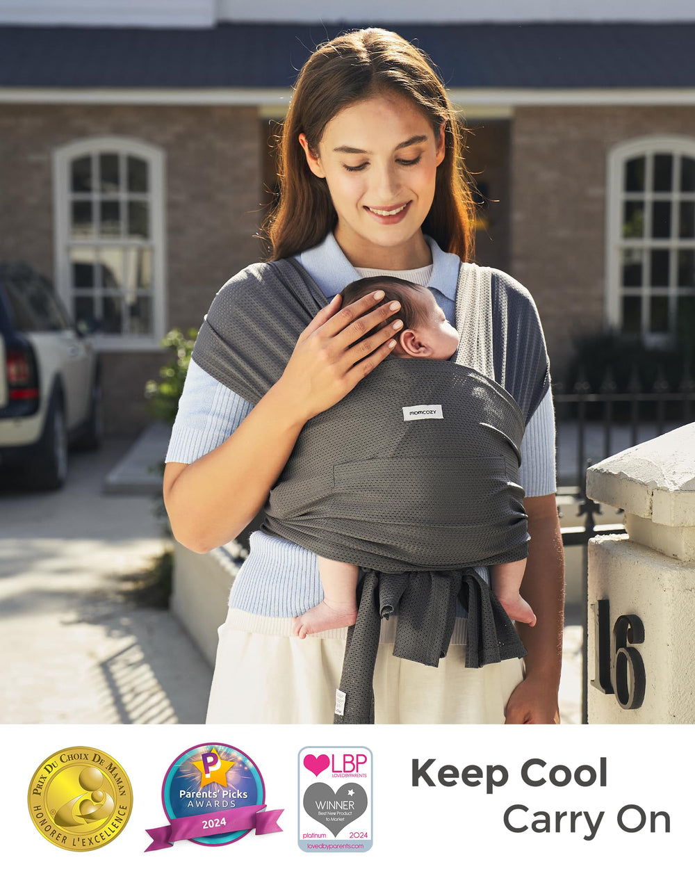 Momcozy Baby Carrier AirMesh suitable for newborn to toddler 8-35 lbs.