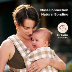 Momcozy baby carrier ergonomic design supports wearer and baby during daily activities