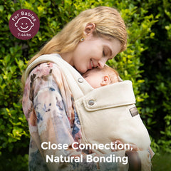 Momcozy Baby Carrier ergonomic M-position supports hip health and ergonomic comfort.