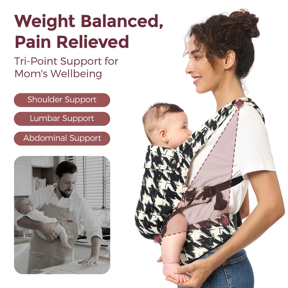 Momcozy baby carrier hands-free usage enables easy multi-tasking.